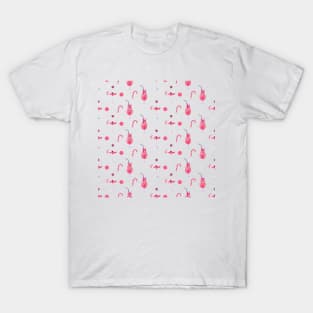 Pink Halloween pattern seamless with cocktail eyes, Trick T-Shirt